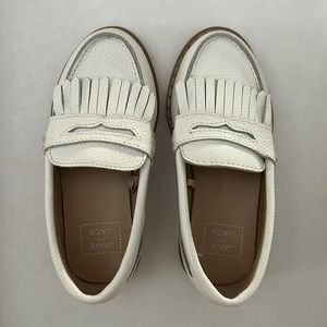 Janie and Jack white fringe leather loafer